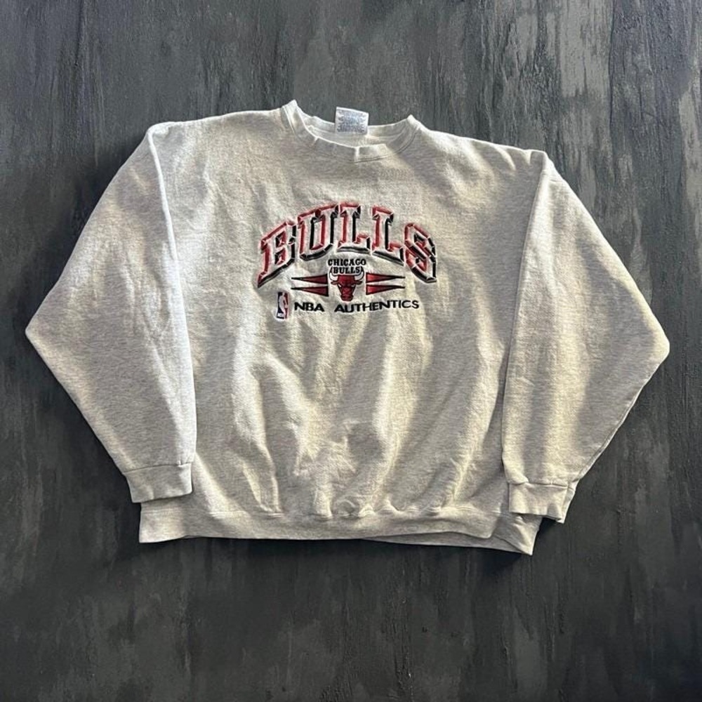 Vintage Chicago Bulls Sweatshirt‎ Mens XL Gray 1990s NBA Logo Athletic